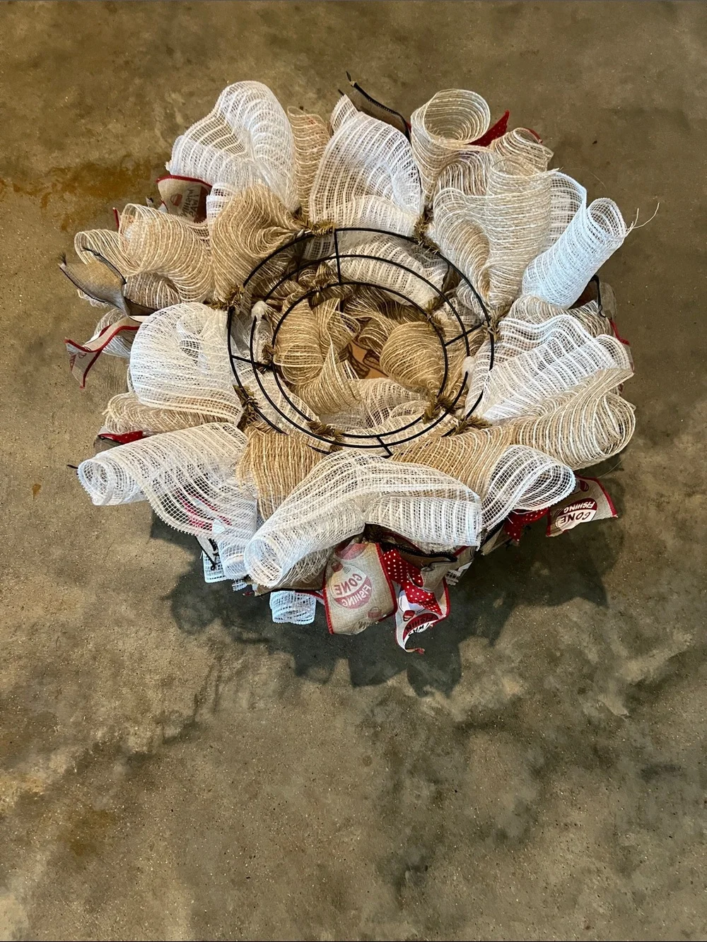 Gone Fishing Holiday Wreath in Red and White